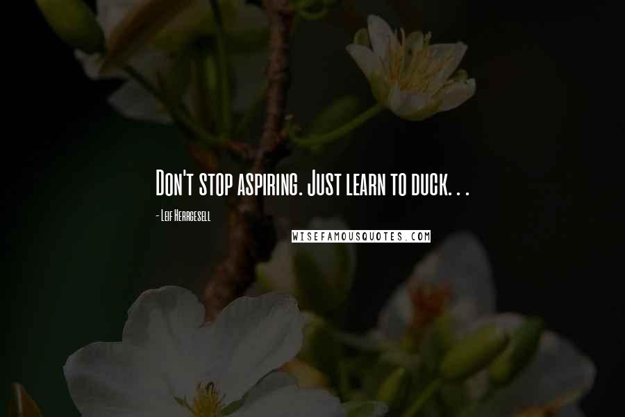Leif Herrgesell Quotes: Don't stop aspiring. Just learn to duck. . .