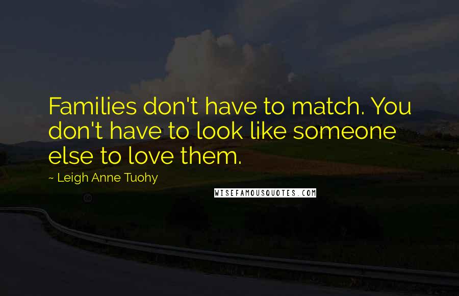 Leigh Anne Tuohy Quotes: Families don't have to match. You don't have to look like someone else to love them.