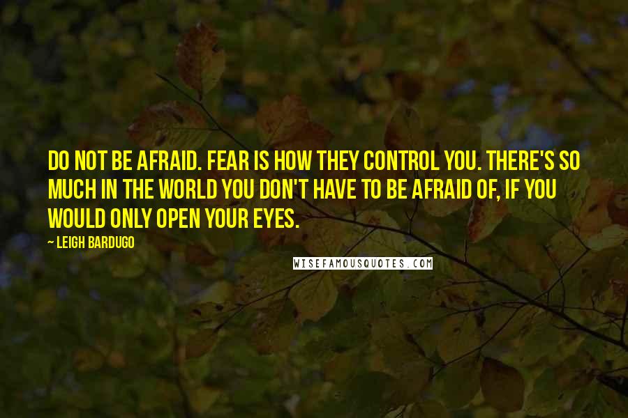 Leigh Bardugo Quotes: Do not be afraid. Fear is how they control you. There's so much in the world you don't have to be afraid of, if you would only open your eyes.