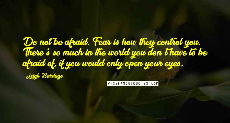 Leigh Bardugo Quotes: Do not be afraid. Fear is how they control you. There's so much in the world you don't have to be afraid of, if you would only open your eyes.