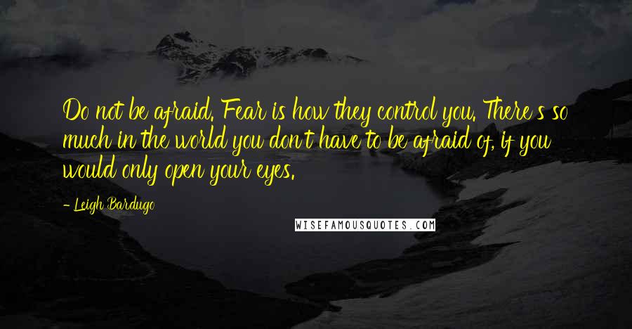 Leigh Bardugo Quotes: Do not be afraid. Fear is how they control you. There's so much in the world you don't have to be afraid of, if you would only open your eyes.