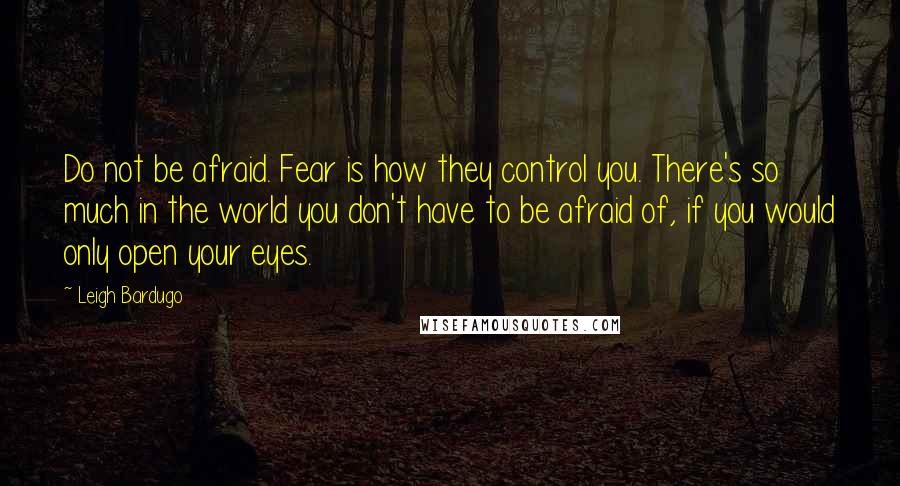 Leigh Bardugo Quotes: Do not be afraid. Fear is how they control you. There's so much in the world you don't have to be afraid of, if you would only open your eyes.