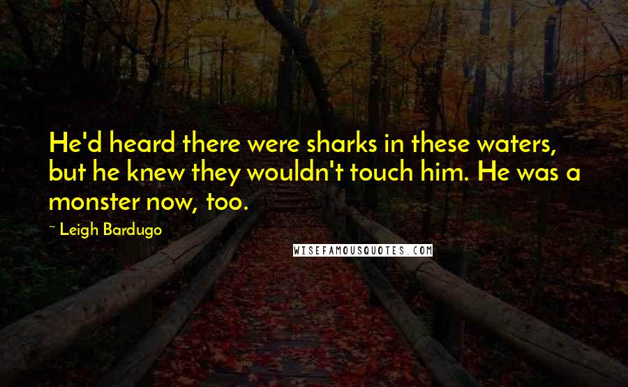 Leigh Bardugo Quotes: He'd heard there were sharks in these waters, but he knew they wouldn't touch him. He was a monster now, too.