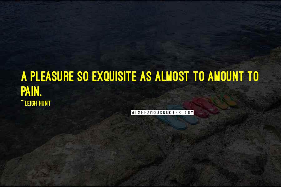 Leigh Hunt Quotes: A pleasure so exquisite as almost to amount to pain.