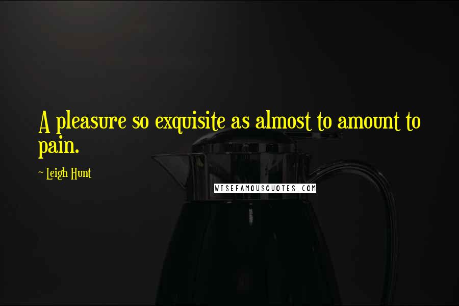 Leigh Hunt Quotes: A pleasure so exquisite as almost to amount to pain.