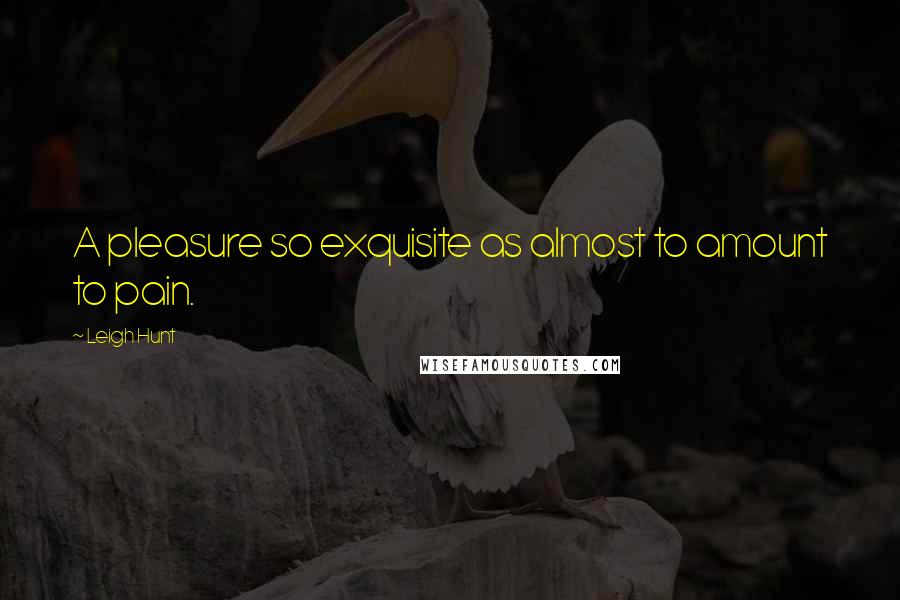 Leigh Hunt Quotes: A pleasure so exquisite as almost to amount to pain.