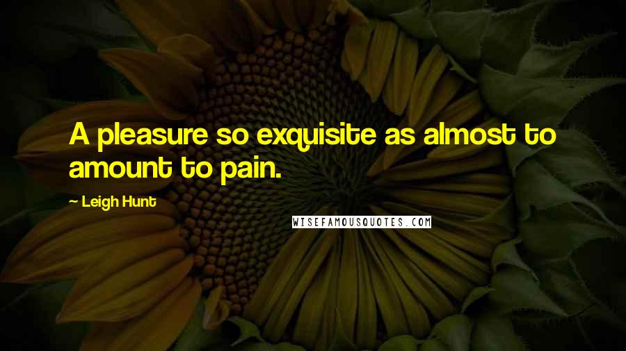 Leigh Hunt Quotes: A pleasure so exquisite as almost to amount to pain.