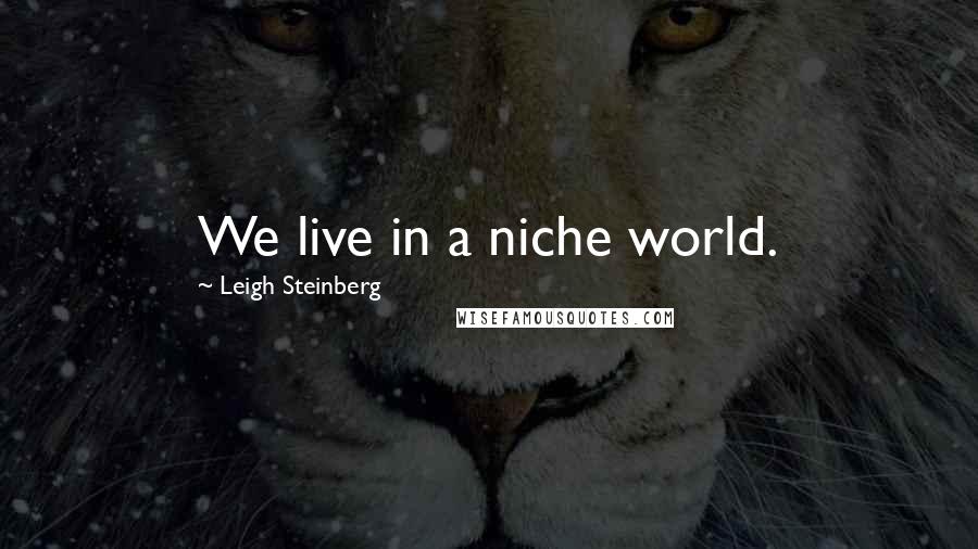 Leigh Steinberg Quotes: We live in a niche world.