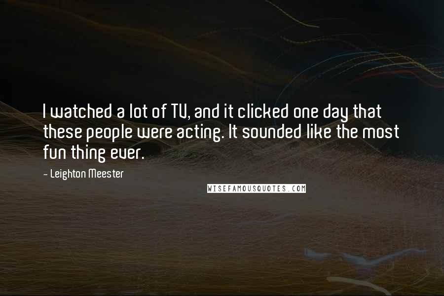 Leighton Meester Quotes: I watched a lot of TV, and it clicked one day that these people were acting. It sounded like the most fun thing ever.