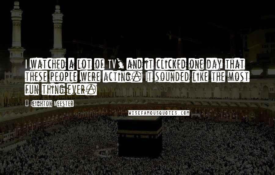 Leighton Meester Quotes: I watched a lot of TV, and it clicked one day that these people were acting. It sounded like the most fun thing ever.