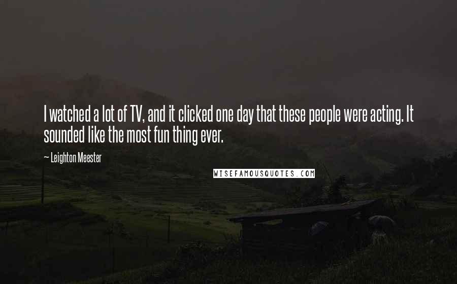 Leighton Meester Quotes: I watched a lot of TV, and it clicked one day that these people were acting. It sounded like the most fun thing ever.