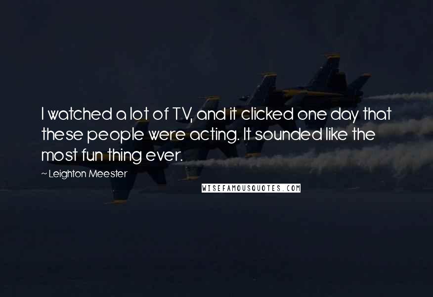 Leighton Meester Quotes: I watched a lot of TV, and it clicked one day that these people were acting. It sounded like the most fun thing ever.