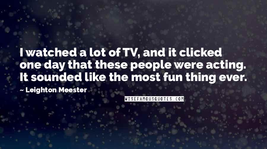 Leighton Meester Quotes: I watched a lot of TV, and it clicked one day that these people were acting. It sounded like the most fun thing ever.