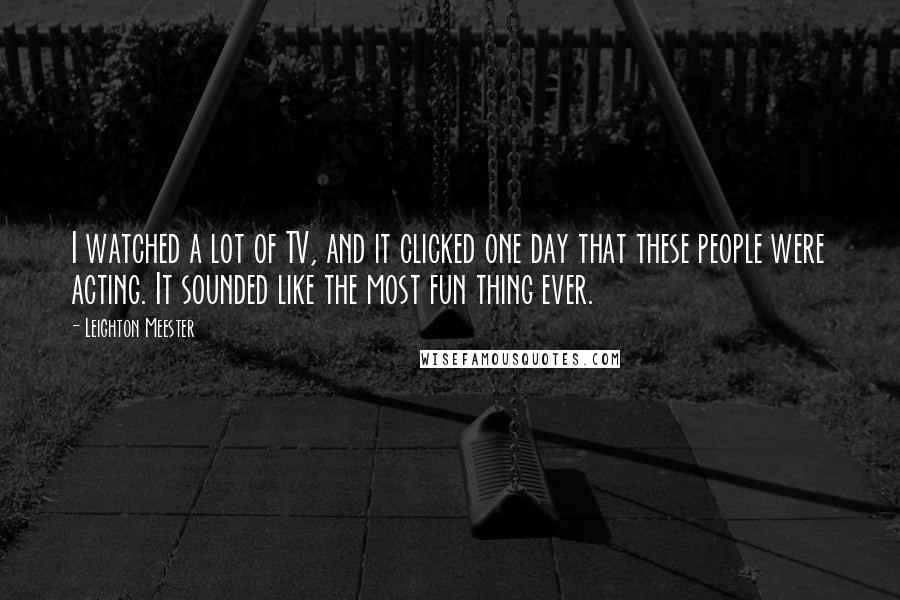 Leighton Meester Quotes: I watched a lot of TV, and it clicked one day that these people were acting. It sounded like the most fun thing ever.