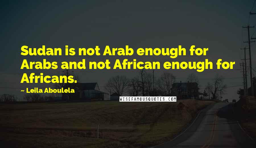 Leila Aboulela Quotes: Sudan is not Arab enough for Arabs and not African enough for Africans.