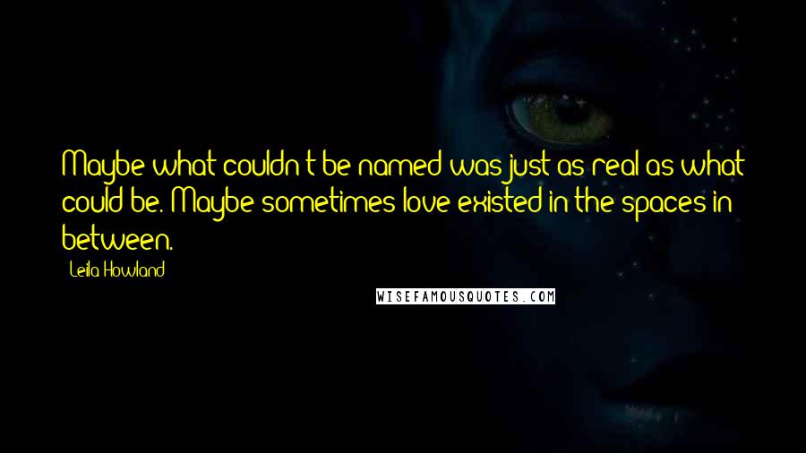 Leila Howland Quotes: Maybe what couldn't be named was just as real as what could be. Maybe sometimes love existed in the spaces in between.