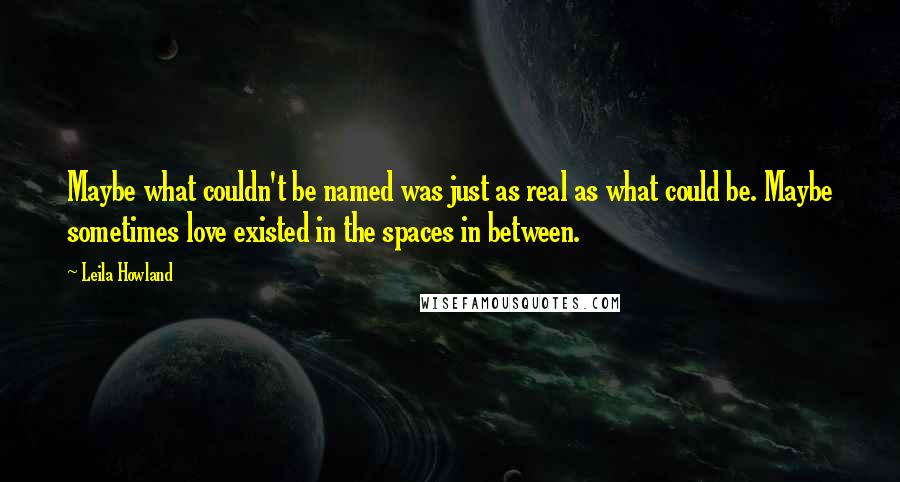 Leila Howland Quotes: Maybe what couldn't be named was just as real as what could be. Maybe sometimes love existed in the spaces in between.