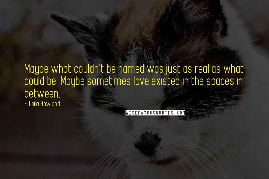 Leila Howland Quotes: Maybe what couldn't be named was just as real as what could be. Maybe sometimes love existed in the spaces in between.