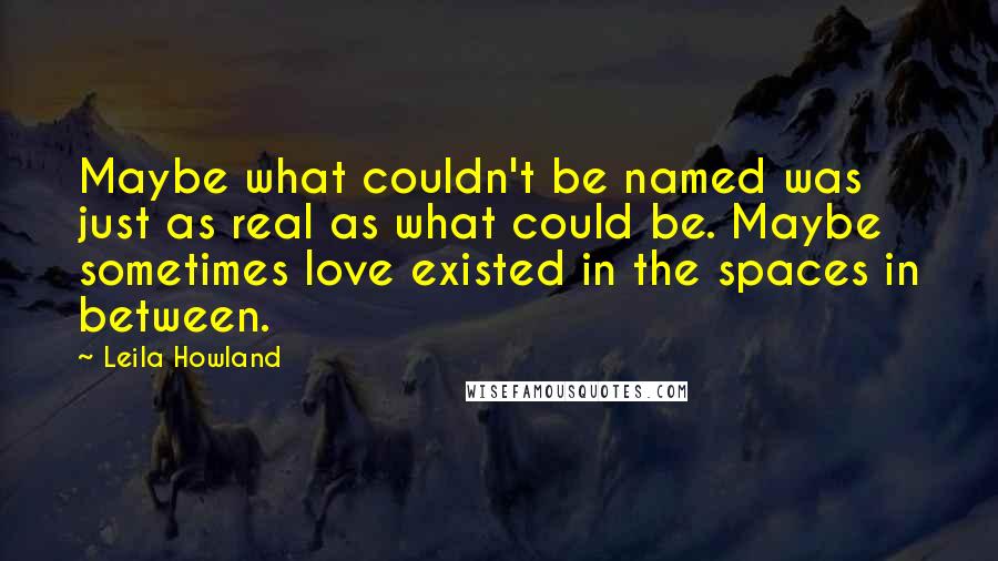 Leila Howland Quotes: Maybe what couldn't be named was just as real as what could be. Maybe sometimes love existed in the spaces in between.