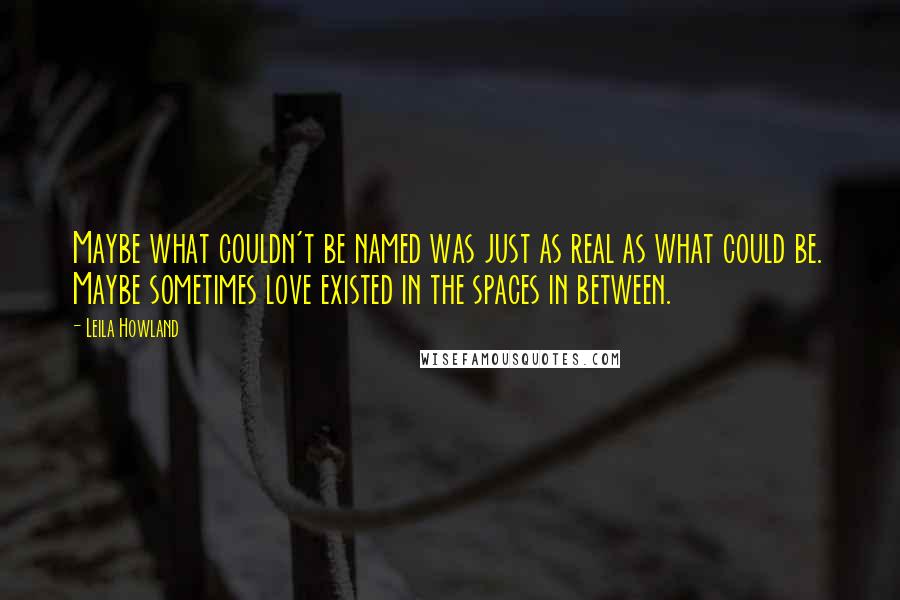 Leila Howland Quotes: Maybe what couldn't be named was just as real as what could be. Maybe sometimes love existed in the spaces in between.