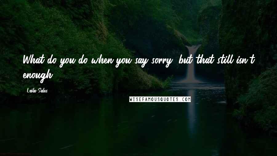 Leila Sales Quotes: What do you do when you say sorry, but that still isn't enough?