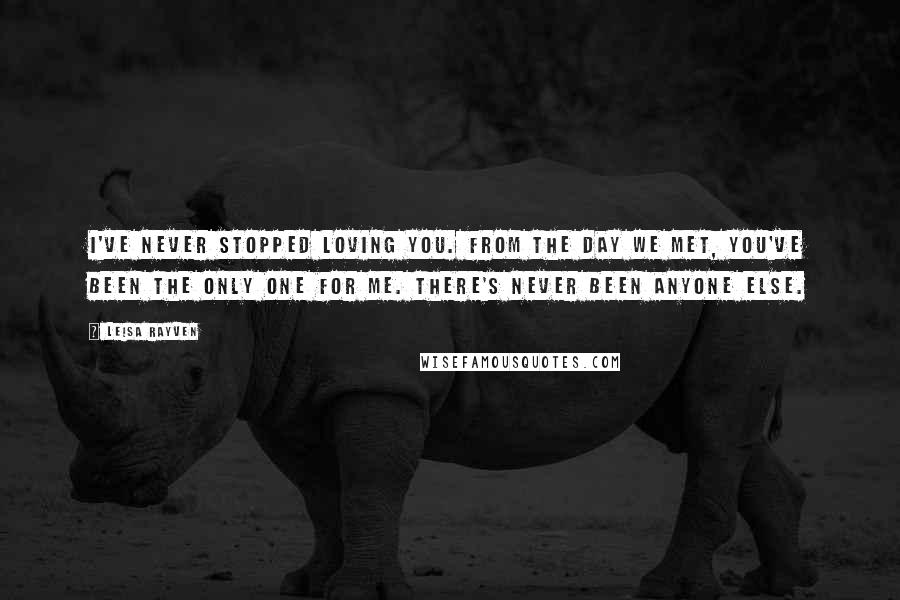 Leisa Rayven Quotes: I've never stopped loving you. From the day we met, you've been the only one for me. There's never been anyone else.