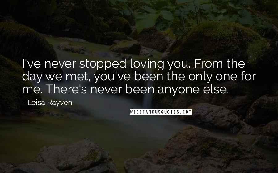 Leisa Rayven Quotes: I've never stopped loving you. From the day we met, you've been the only one for me. There's never been anyone else.