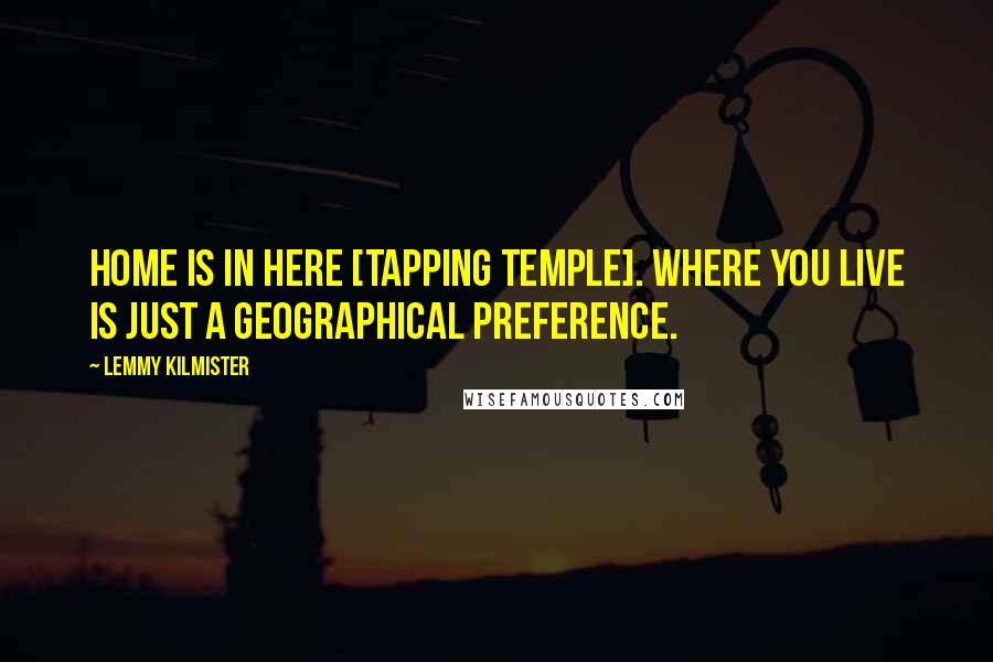 Lemmy Kilmister Quotes: Home is in here [tapping temple]. Where you live is just a geographical preference.