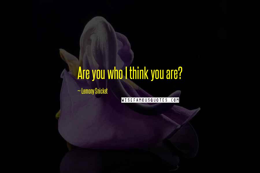 Lemony Snicket Quotes: Are you who I think you are?