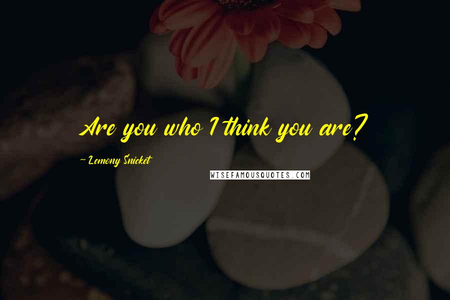 Lemony Snicket Quotes: Are you who I think you are?