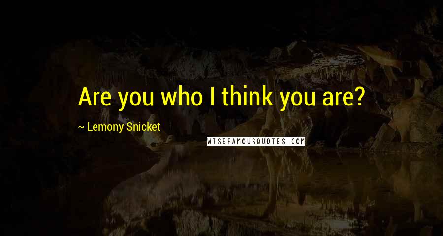 Lemony Snicket Quotes: Are you who I think you are?