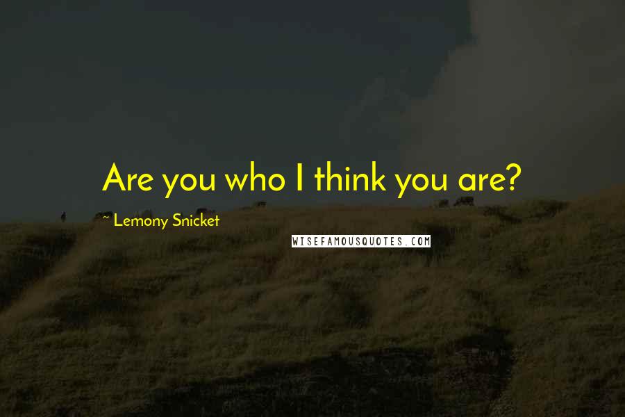 Lemony Snicket Quotes: Are you who I think you are?