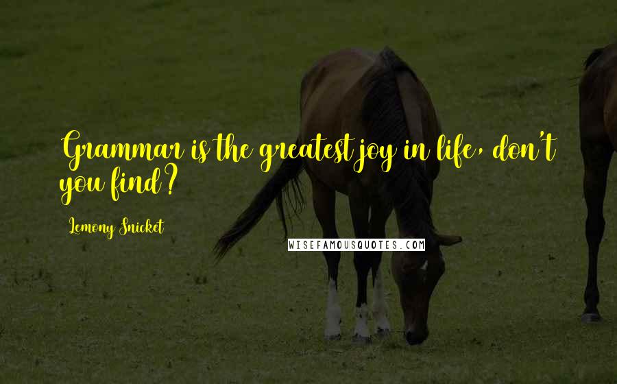 Lemony Snicket Quotes: Grammar is the greatest joy in life, don't you find?