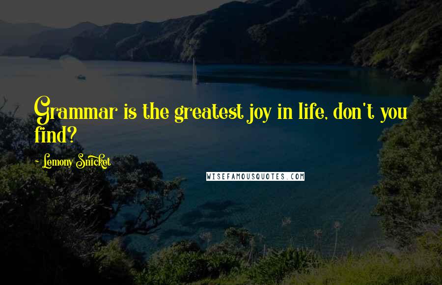 Lemony Snicket Quotes: Grammar is the greatest joy in life, don't you find?