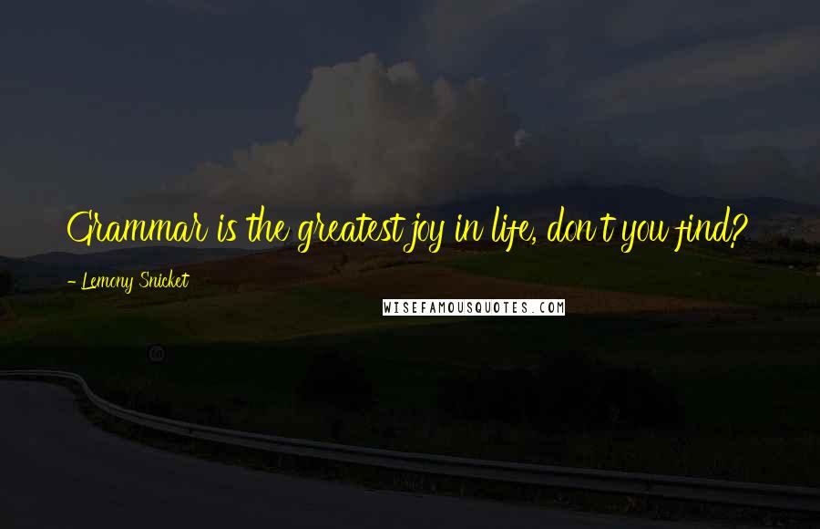 Lemony Snicket Quotes: Grammar is the greatest joy in life, don't you find?