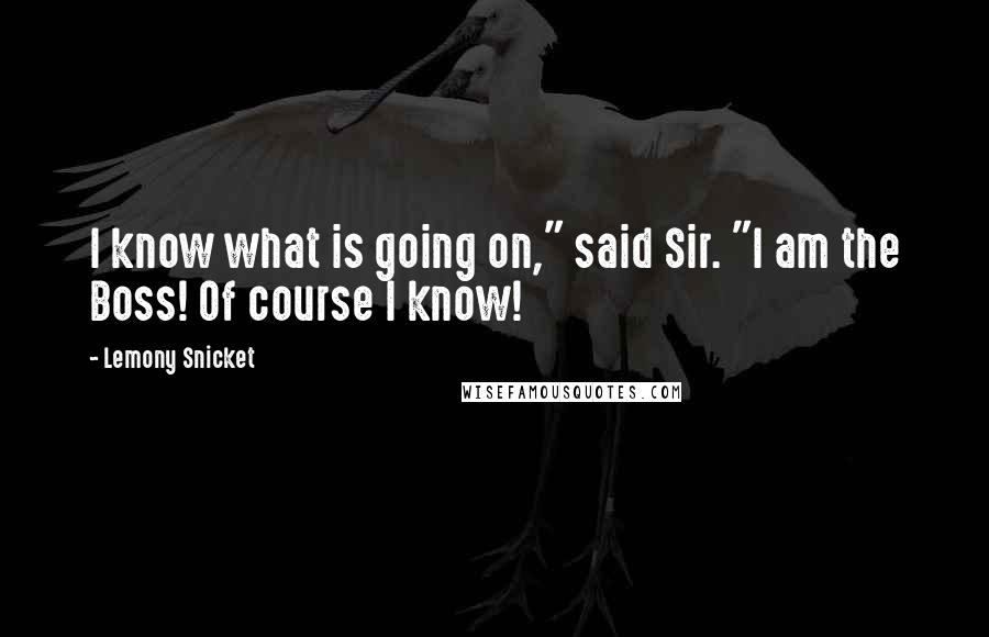 Lemony Snicket Quotes: I know what is going on," said Sir. "I am the Boss! Of course I know!
