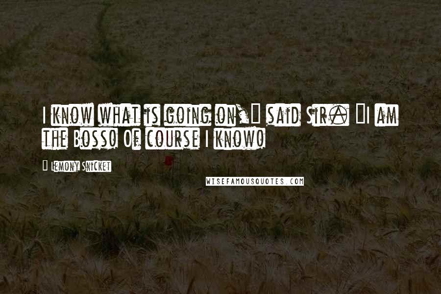 Lemony Snicket Quotes: I know what is going on," said Sir. "I am the Boss! Of course I know!