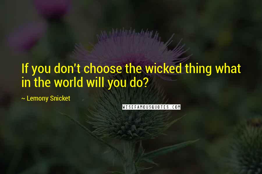 Lemony Snicket Quotes: If you don't choose the wicked thing what in the world will you do?