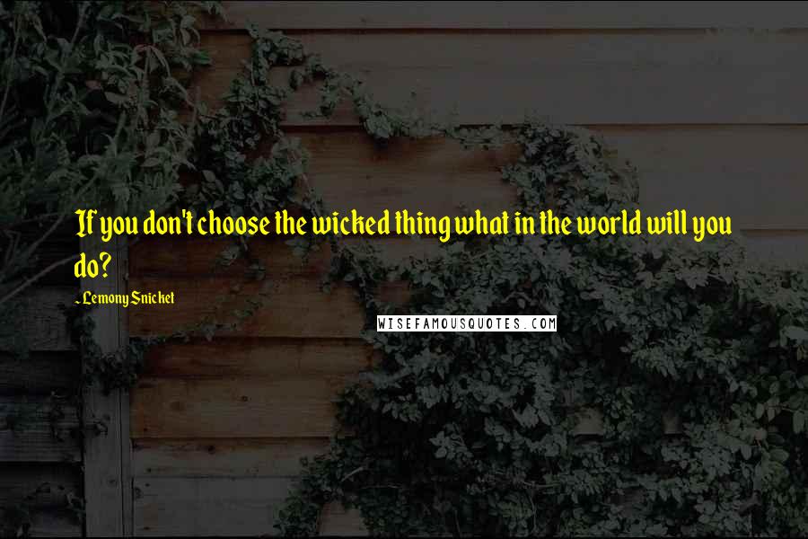 Lemony Snicket Quotes: If you don't choose the wicked thing what in the world will you do?