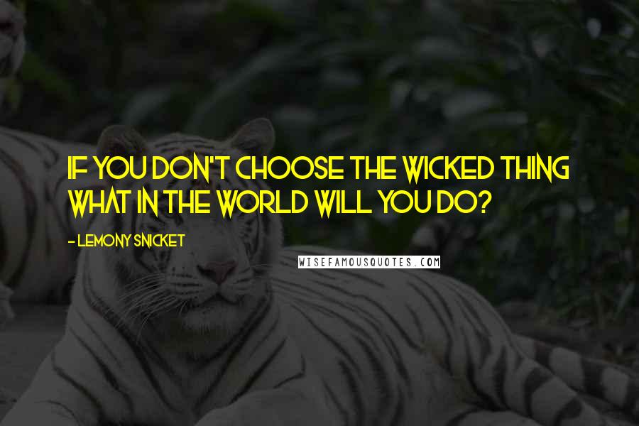 Lemony Snicket Quotes: If you don't choose the wicked thing what in the world will you do?