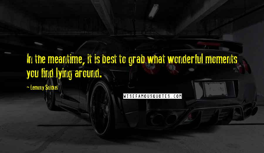 Lemony Snicket Quotes: In the meantime, it is best to grab what wonderful moments you find lying around.