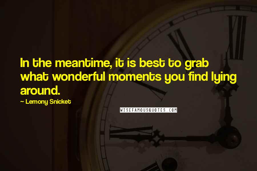 Lemony Snicket Quotes: In the meantime, it is best to grab what wonderful moments you find lying around.