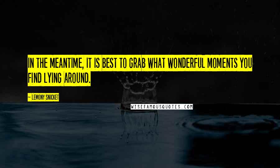 Lemony Snicket Quotes: In the meantime, it is best to grab what wonderful moments you find lying around.