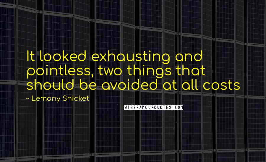 Lemony Snicket Quotes: It looked exhausting and pointless, two things that should be avoided at all costs