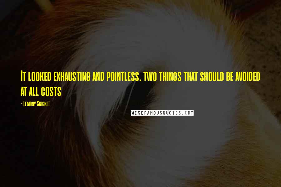 Lemony Snicket Quotes: It looked exhausting and pointless, two things that should be avoided at all costs