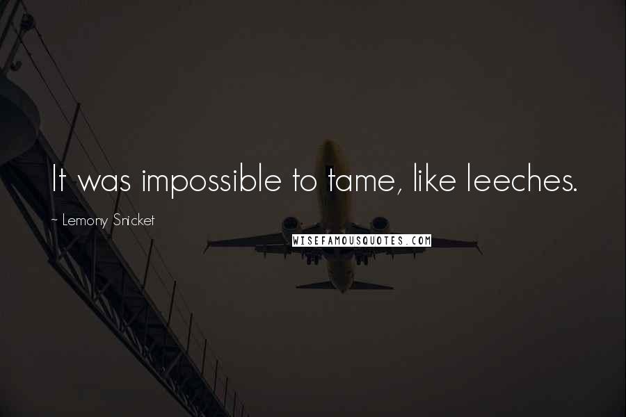 Lemony Snicket Quotes: It was impossible to tame, like leeches.