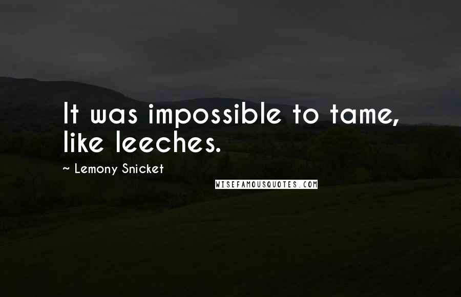 Lemony Snicket Quotes: It was impossible to tame, like leeches.