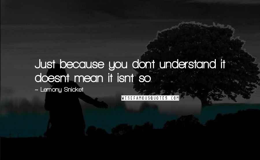Lemony Snicket Quotes: Just because you don't understand it doesn't mean it isn't so.