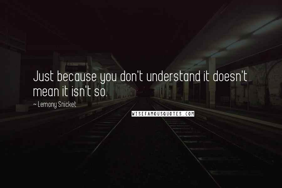 Lemony Snicket Quotes: Just because you don't understand it doesn't mean it isn't so.