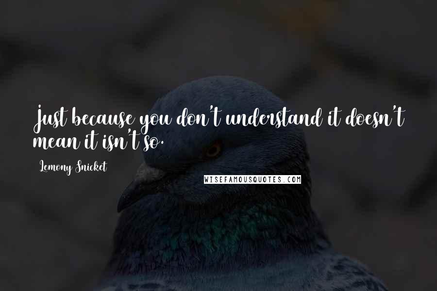 Lemony Snicket Quotes: Just because you don't understand it doesn't mean it isn't so.